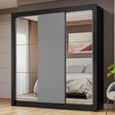 Ver imagem 1 de Guarda-roupa Casal 3 Portas de Correr com Espelhos Preto/cinza Nobre Madesa Preto/cinza