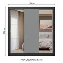 Ver mais imagens de Guarda-roupa Casal 3 Portas de Correr com Espelhos Preto/cinza Nobre Madesa Preto/cinza