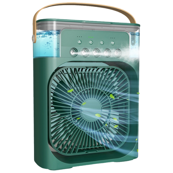 Ventilador Portátil Mesa Mini Ar Condicionado Umidificador Cor:verde