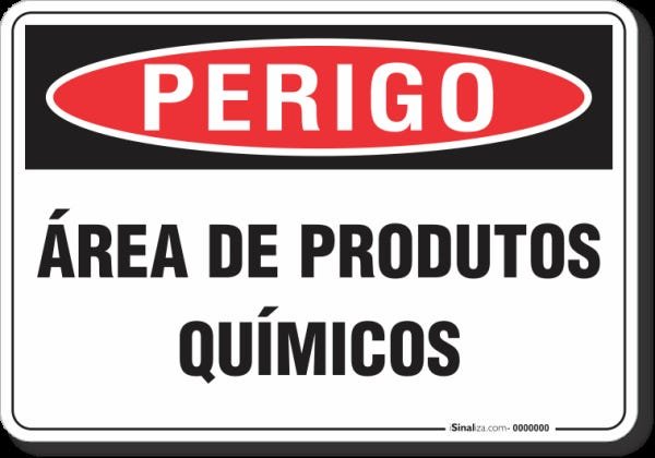 PLACA PERIGO ÁREA DE PRODUTOS QUÍMICOS | MadeiraMadeira