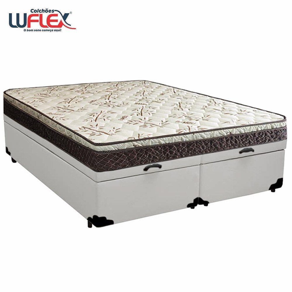 Cama Box Baú Queen Sintético Bipartido + Colchão Elegance Ortopédico Espuma D33 Extra Firme 158x198x - 6