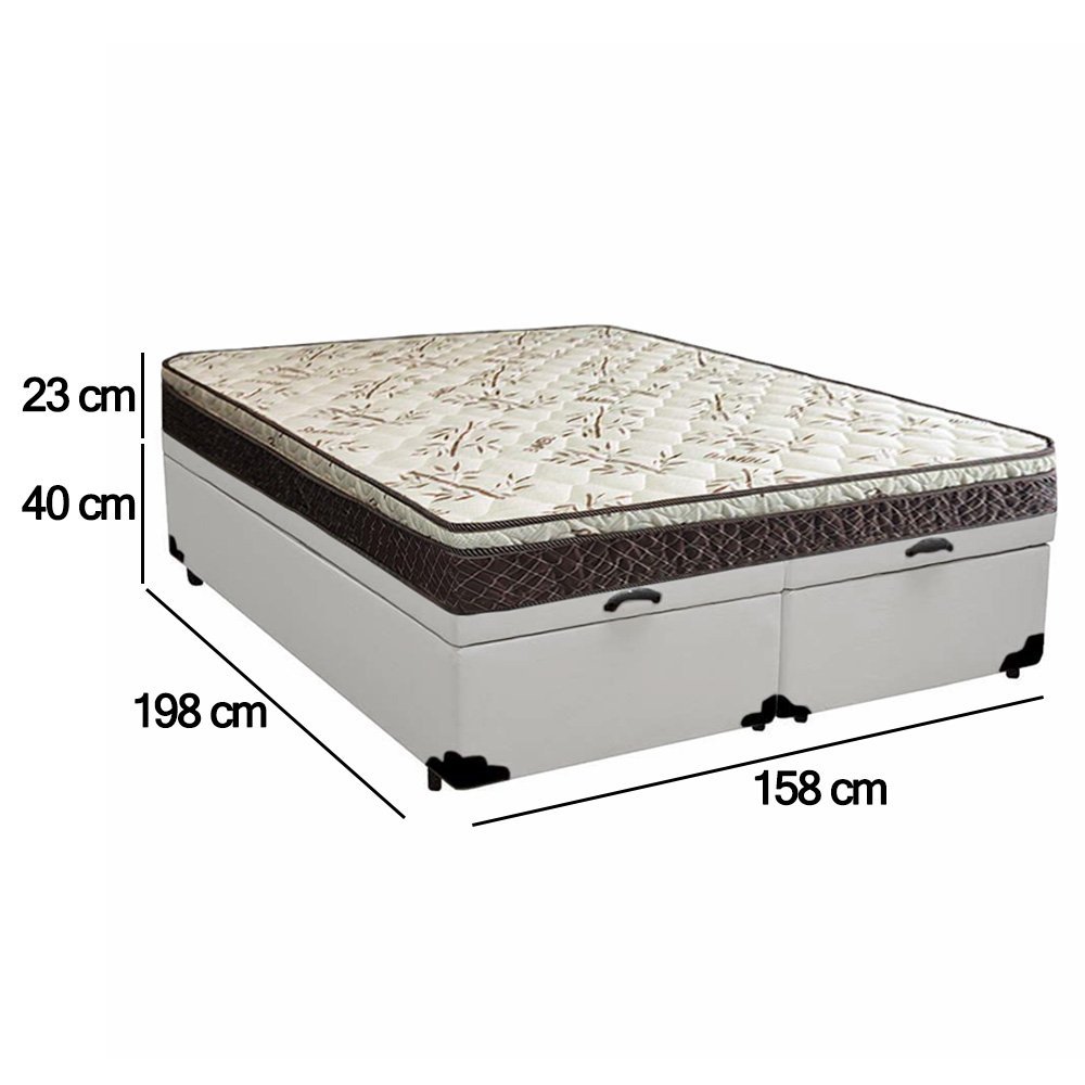 Cama Box Baú Queen Sintético Bipartido + Colchão Elegance Ortopédico Espuma D33 Extra Firme 158x198x - 4