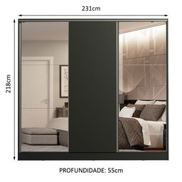 Guarda-roupa Casal 100% Mdf Madesa Royale 3 Portas de Correr com Espelho - 4
