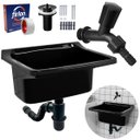 Ver imagem 1 de Tanque de Plástico 40l para Lavanderia Preto + Sifão Copo Universal Sanfonado + Fita Veda Rosca + To