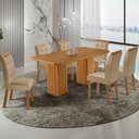 Ver imagem 1 de Conjunto Mesa de Jantar 180cm com 6 Cadeiras Estofadas Multimóveis Crrft-CON052 Madeirado/Bege