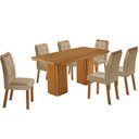Ver imagem 2 de Conjunto Mesa de Jantar 180cm com 6 Cadeiras Estofadas Multimóveis Crrft-CON052 Madeirado/Bege