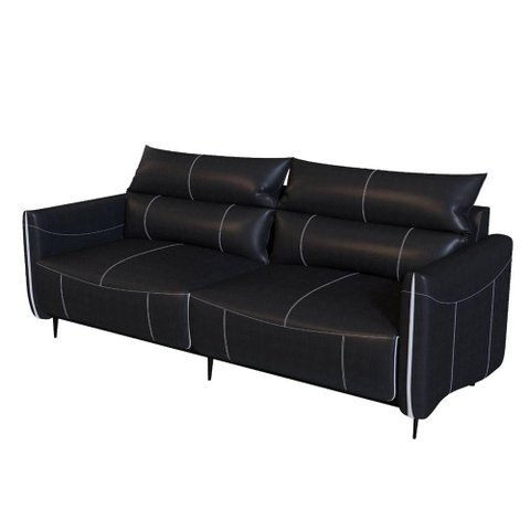 Sofá Austin Reclinável 2 Lugares Couro Preto Pés em Aço 254cm - 69494