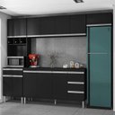 Ver imagem 1 de Cozinha com Balcão e Tampo 160 Cm Ambiente Andréia Preto Fosco - Ajl