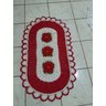 Tapete crochê Oval sala quarto Flores branco Vermelho 69x50 - 2