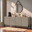 Ver imagem 1 de Aparador Buffet 100% MDF 4 Portas com Pés em Metal 164x85x40cm Taupe