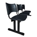 Ver imagem 3 de Longarina 3 Assentos Iso Secretaria Coluna Dupla para Recepção Auditório e Clinicas Preta