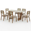 Ver imagem 2 de Mesa de Jantar Liz 160x80cm Vidro 25mm Cinamomo Off White com Kit 6 Cadeiras Veludo Bege - Valdemóve