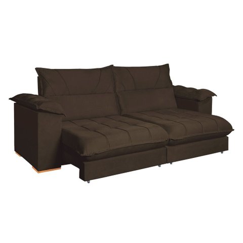 Sofa Retratil e Reclinavel Roma 230cm Kc Rei de Casa Veludo Marrom