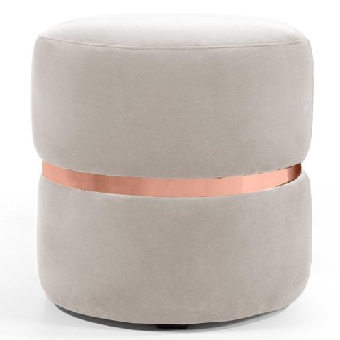 Puff Decorativo Com Cinto Rosê Round B-309 Bege Claro