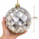 Ver imagem 4 de Kit 3 Bolas de Natal Grande 15cm Champanhe Prata Facetada Diamante Luxo