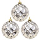 Ver imagem 1 de Kit 3 Bolas de Natal Grande 15cm Champanhe Prata Facetada Diamante Luxo