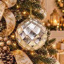 Ver imagem 2 de Kit 3 Bolas de Natal Grande 15cm Champanhe Prata Facetada Diamante Luxo