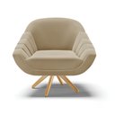 Ver imagem 3 de Kit 02 Poltronas Giratória Giovana Suede Base Madeira MA30 - D’Rossi - Marrom Rato