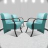 Kit 3 Poltronas Decorativas Santa Rita Sued Verde Água - 1