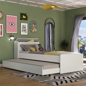 Bicama Multimóveis com Baú Embutido para Colchão 190cmx80cm Branca Ref.5009