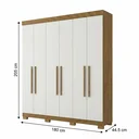 Ver imagem 3 de Guarda-Roupa Casal 6 Portas, 2 Gavetas e Pés Noronha Cinamomo/Off White