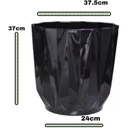 Vaso para Planta Decorativo Geométrico Preto Sala Varanda (liso/preto) - 2