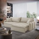 Ver imagem 1 de Sofá Cama Linho em Madeira Eucalipto 220cm Braço 20cm Arizona Meu Sofá Online