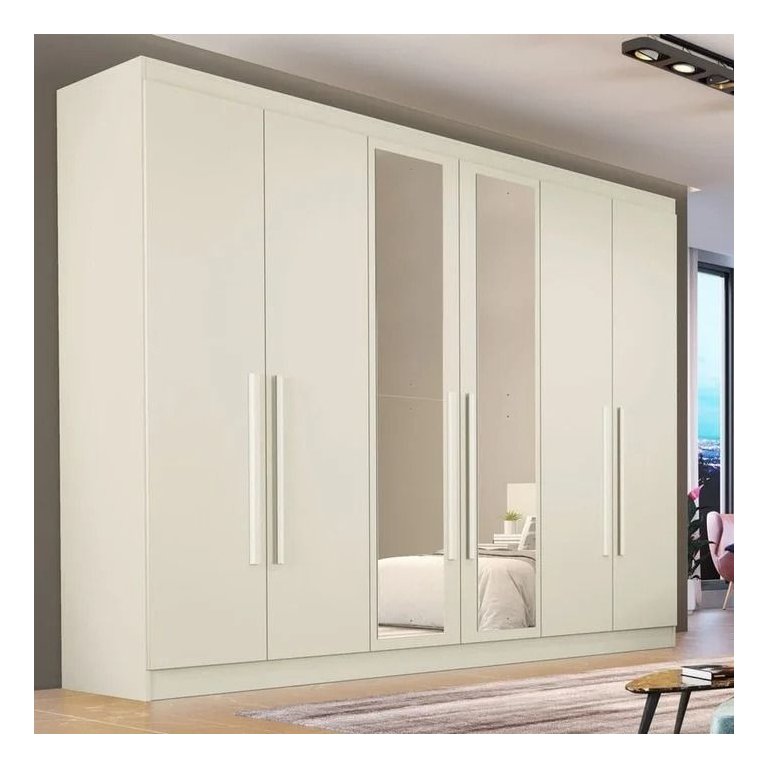Guarda Roupa Casal com Espelho 6 Portas 6 Gavetas - Oslo-off White - Made Marcs Guarda Roupa Casal com Espelho 6 Portas 6 Gavetas - Oslo-off White - Made Marcs