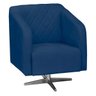 Kit 2 Poltronas Decorativa Silmara Suede Azul Marinho com Base Giratória Em Aço Cromado - D' - 2