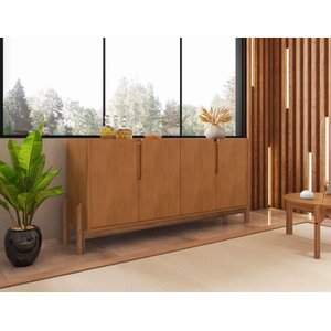 Aparador Buffet Armário Lizz 4 Portas 1,70 Pé Madeira Maciça:cedro