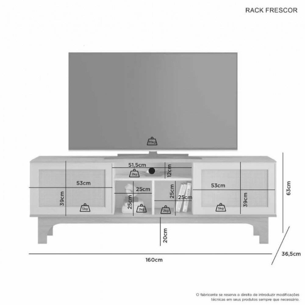 Rack para Tv 65 Polegadas Tampo Chanfrado Frescor Pés Mdf Usinados Jcm Movelaria - 4