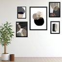 Ver imagem 1 de Composição 5 Quadros Abstratos Versáteis:madeira Preta