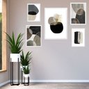 Ver imagem 2 de Composição 5 Quadros Abstratos Versáteis:madeira Preta