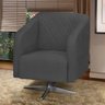 Poltrona Decorativa Silmara Suede Grafite com Base Giratória em Aço Cromado - D'Rossi - 3
