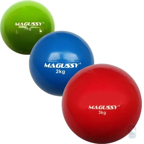Kit com 3 Medicine Slam Balls Magussy PVC 1, 2 3 kg Sem Kick Vermelho