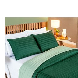 Cobre Leito Cama King 3 peças Colcha 200 fios Dupla Face Colors:Esmeralda/ Verde Claro - 2