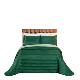 Cobre Leito Cama King 3 peças Colcha 200 fios Dupla Face Colors:Esmeralda/ Verde Claro - 3