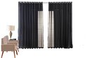 Ver imagem 1 de Cortina Sala Quarto Voal Liso Delicate 600x2,20 Transparente:preto