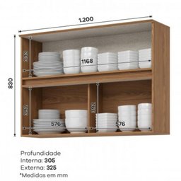 Armário Aéreo 2 Portas Basculantes 1.20cm Requinte Henn - 3