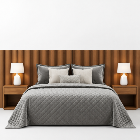 Cabeceira Modular Painel Ripado MDF 15mm Cama Casal Queen - Freijo