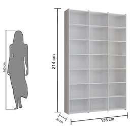 Estante de Livros Escritório 21 Nichos Livreiro Montenegro Branco Brienza Decor - 3