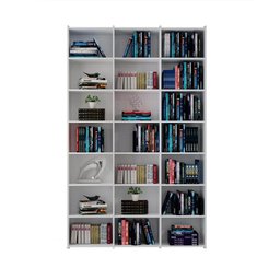 Estante de Livros Escritório 21 Nichos Livreiro Montenegro Branco Brienza Decor - 5