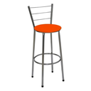 Ver imagem 3 de Kit 3 Banquetas Altas Cromada com Encosto Assento Laranja
