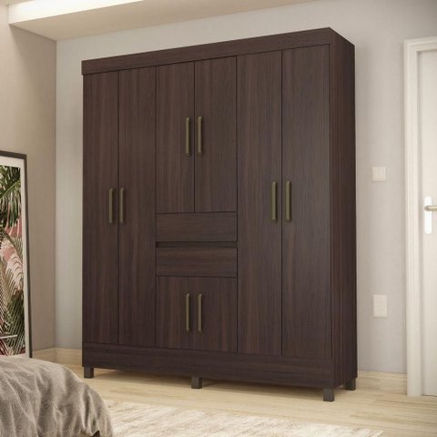 Conjunto Guarda Roupa Casal e Sapateira Gran Siena 8 Portas 2 Gavetas MDP Cafe Touch Demóbile
