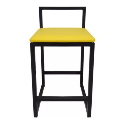 Banqueta Baixa Quadrada para Cozinha Bar Balcão:amarelo
