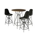 Ver imagem 1 de Jogo Mesa Bistrô Eames Amêndoa 60Cm 3 Banquetas Preta Base Ferro Preto - Cor: Amendoa