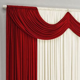 Cortina Riviera 2,00m X 1,70m para Varão Simples - Vermelho/palha - 2