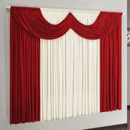Cortina Riviera 2,00m X 1,70m para Varão Simples - Vermelho/palha - 1