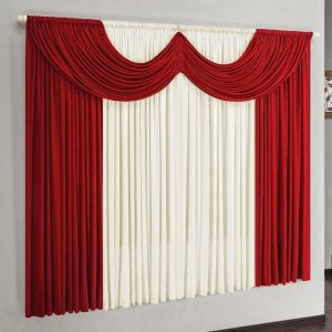 Cortina Riviera 2,00m X 1,70m para Varão Simples - Vermelho/palha