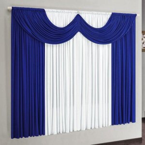 Cortina Riviera 2,00m X 1,70m para Varão Simples - Azul/branco